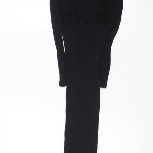 Zara Women Black Size 10 Long Sleeve Bodycon Knit Dress