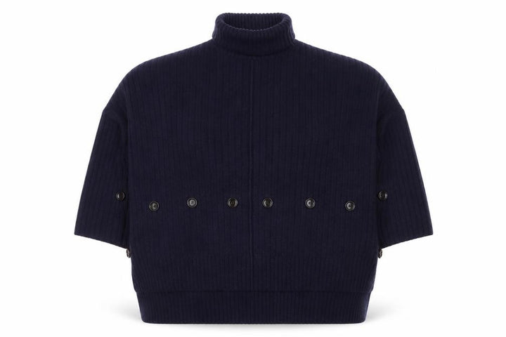 Joseph Women Blue Wool Roll Neck Ribbed Jumper Size M