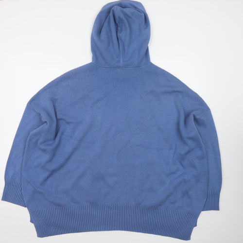 Kin Mens Blue L Hooded Cotton Pullover Jumper Knitwear