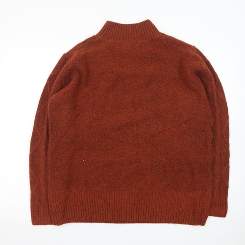 ISLE Women's Brown Mock Neck Cable-Knit Pullover Jumper Size L 18-20