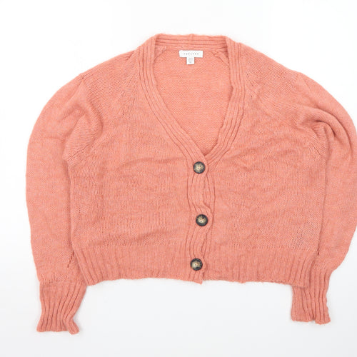 Topshop Women’s Pink V-Neck Button Cardigan Jumper M