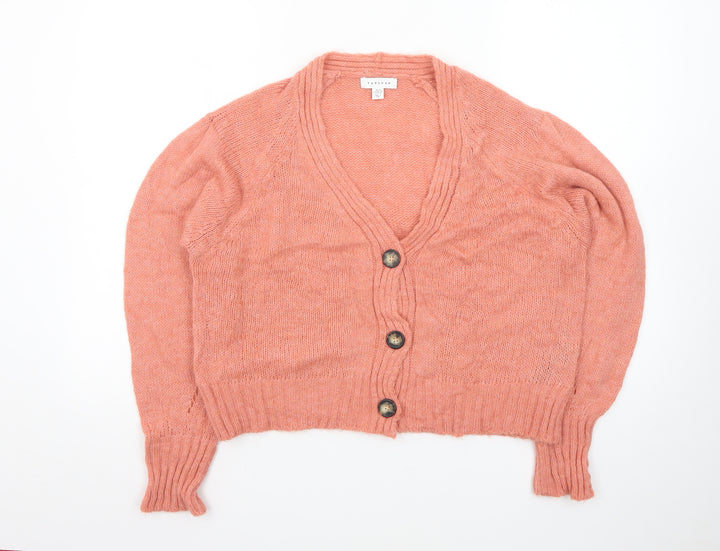 Topshop Women’s Pink V-Neck Button Cardigan Jumper M