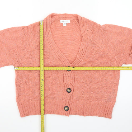Topshop Women’s Pink V-Neck Button Cardigan Jumper M