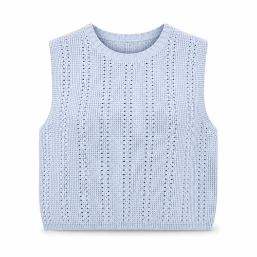 Zara Women Blue Knit Sleeveless Vest Jumper Size S