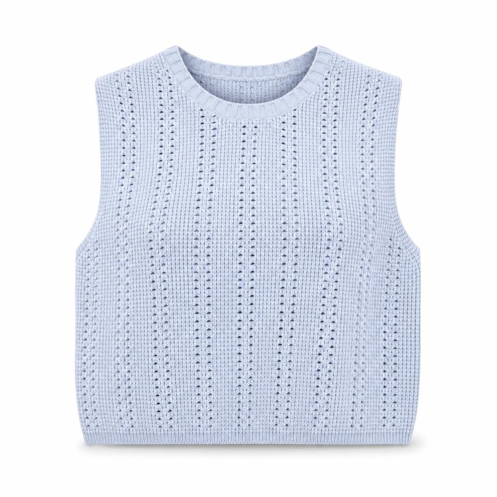 Zara Women Blue Knit Sleeveless Vest Jumper Size S