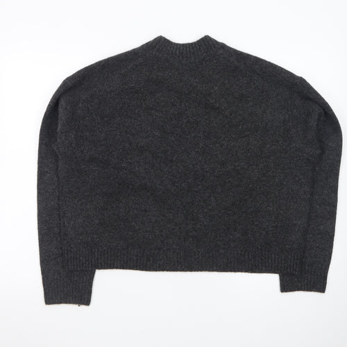 Uniqlo Women Grey Wool V-Neck Cardigan S Relaxed Fit Knitwear