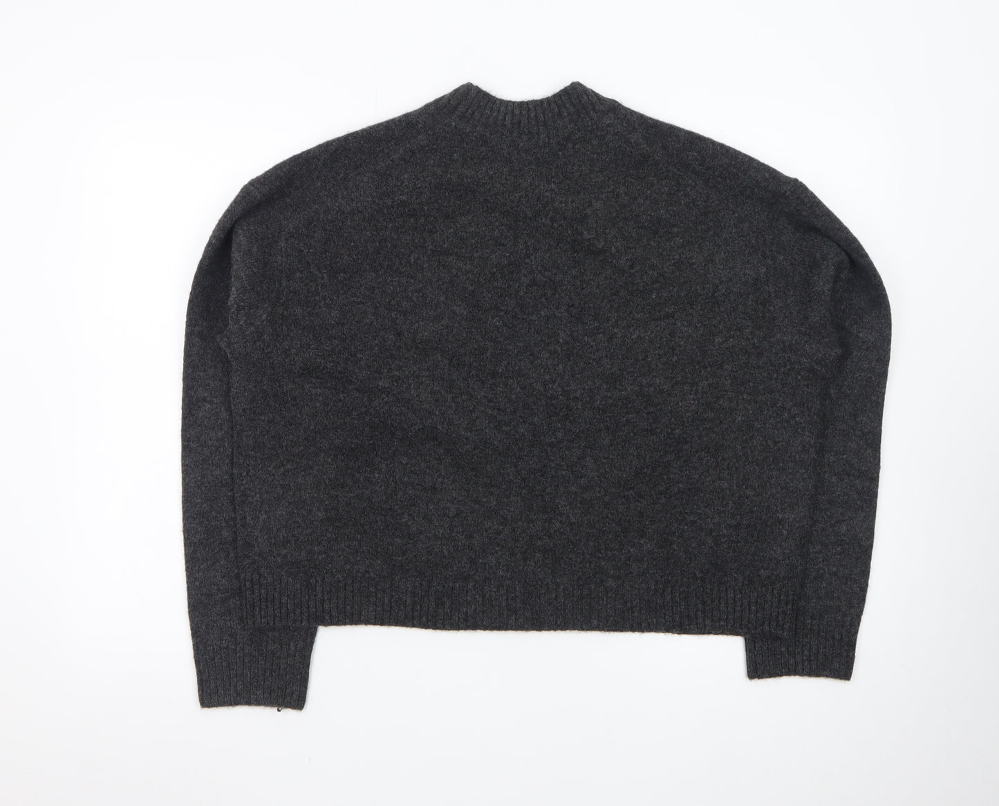 Uniqlo Women Grey Wool V-Neck Cardigan S Relaxed Fit Knitwear