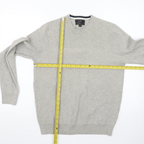 Marks and Spencer Men Grey Cotton Blend Crew Neck Jumper Size M