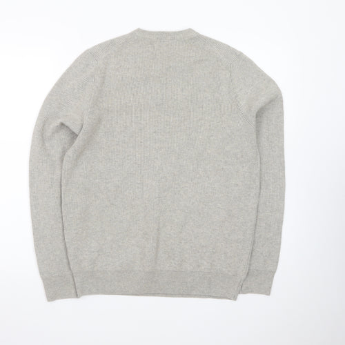 Marks and Spencer Men Grey Cotton Blend Crew Neck Jumper Size M