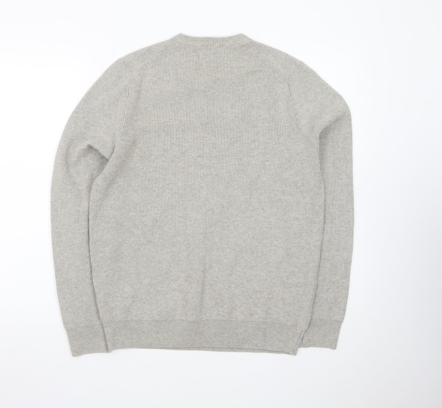 Marks and Spencer Men Grey Cotton Blend Crew Neck Jumper Size M