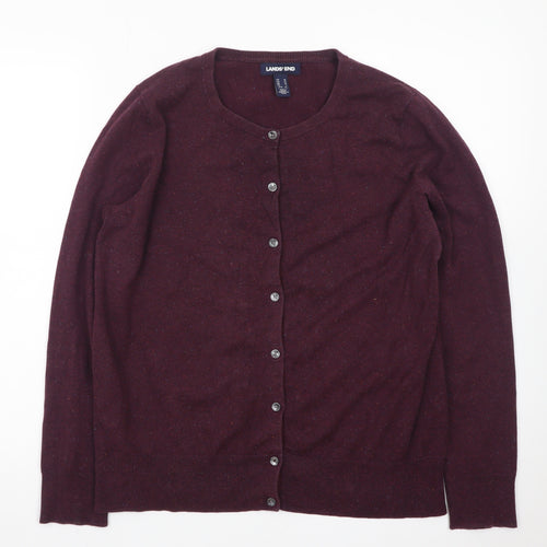 Lands' End Men's Purple Wool Cardigan M Regular Fit