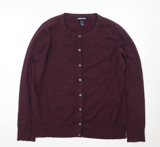 Lands' End Men's Purple Wool Cardigan M Regular Fit