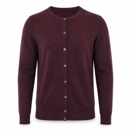 Front view of Lands' End Men's Purple Wool Cardigan M Regular Fit