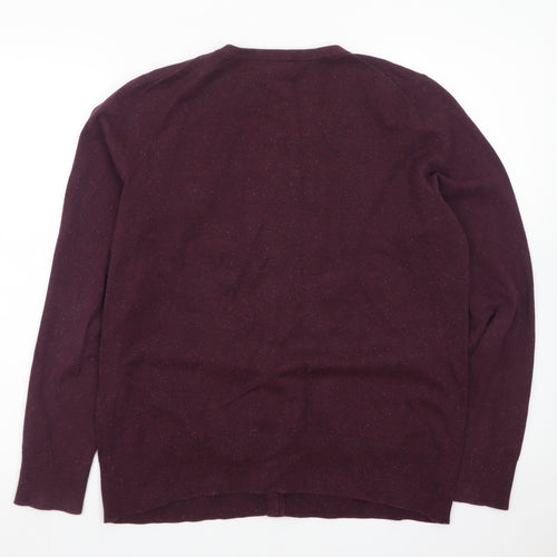 Lands' End Men's Purple Wool Cardigan M Regular Fit