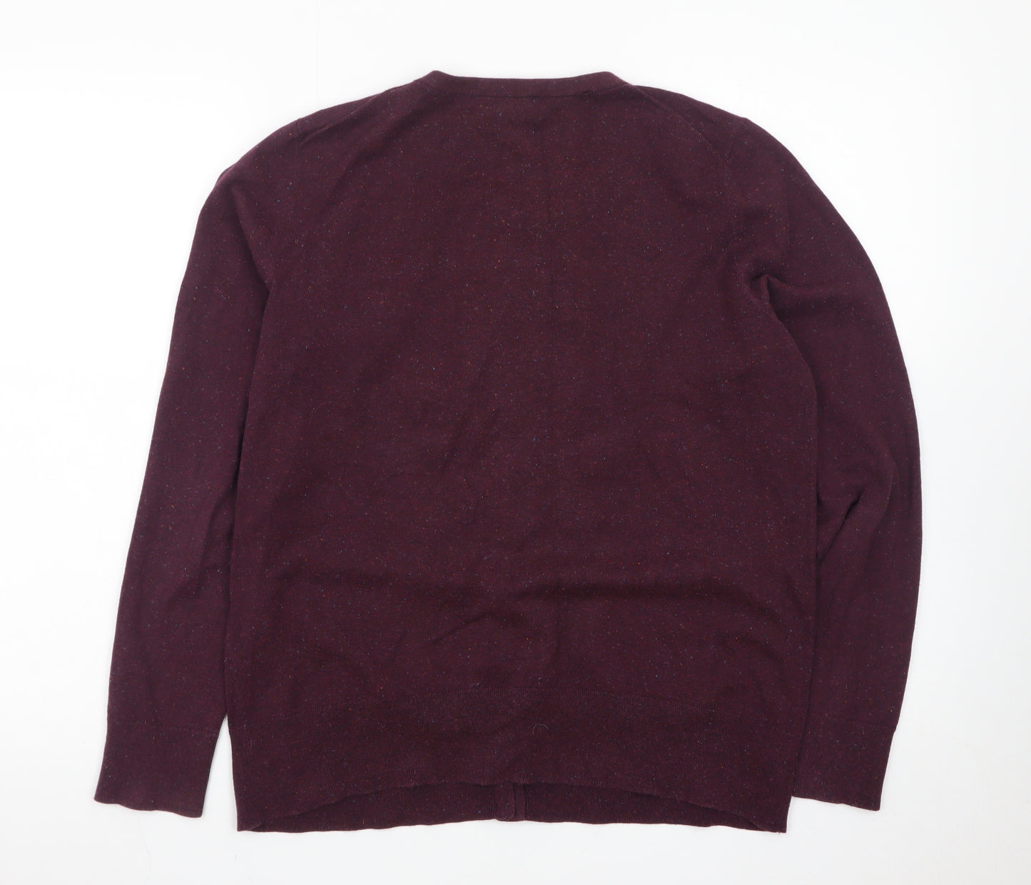 Lands' End Men's Purple Wool Cardigan M Regular Fit