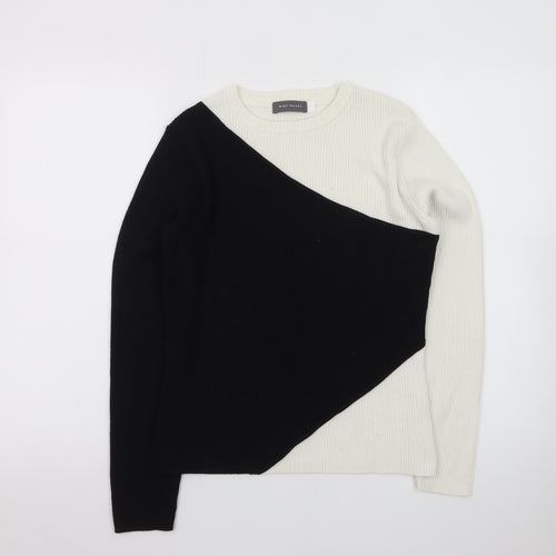 Mint Velvet Women's Black White Ribbed Knit Pullover Jumper Size L
