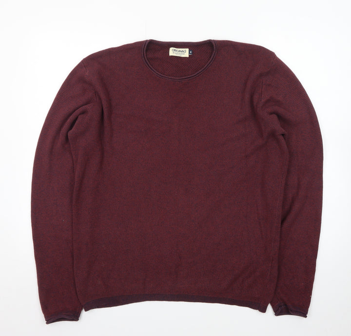 Jack & Jones Men's Red Knit Pullover Jumper Size M