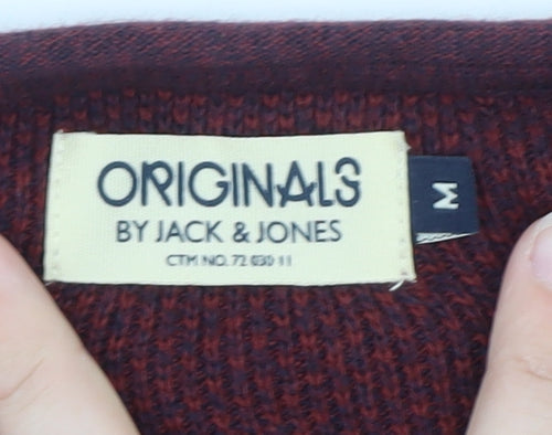 Jack & Jones Men's Red Knit Pullover Jumper Size M