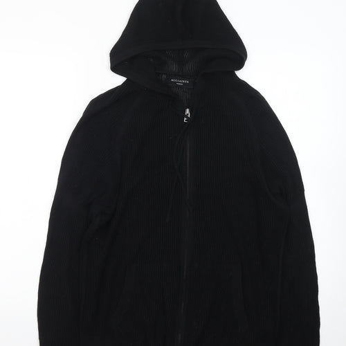AllSaints Men's Black Full Zip Hooded Cotton Jumper - Size M