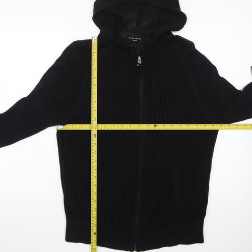 AllSaints Men's Black Full Zip Hooded Cotton Jumper - Size M
