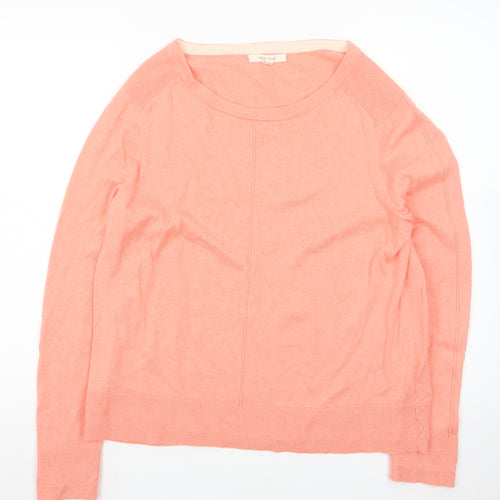 White Stuff Women's Pink Cotton Crew Neck Jumper Size 14
