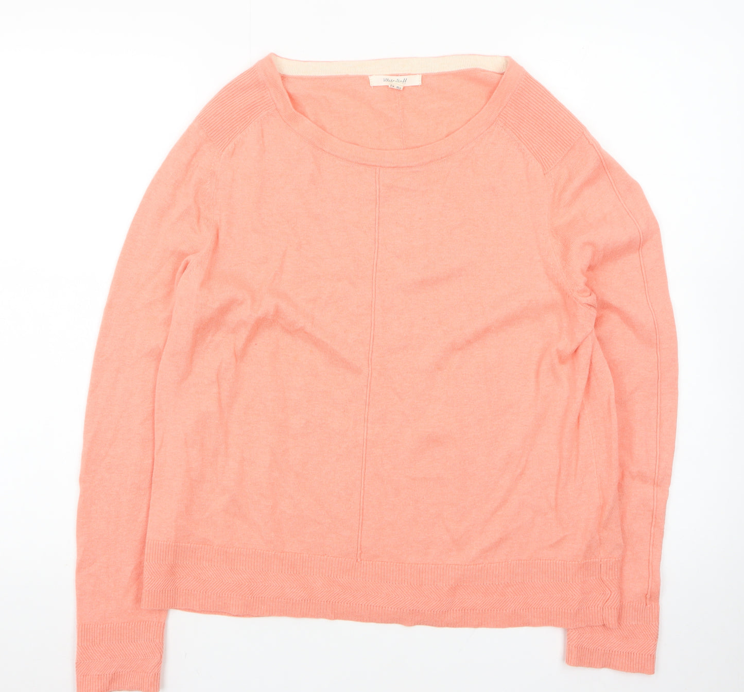 White Stuff Women's Pink Cotton Crew Neck Jumper Size 14