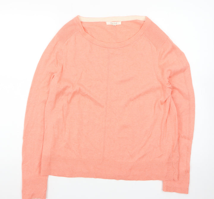 White Stuff Women's Pink Cotton Crew Neck Jumper Size 14