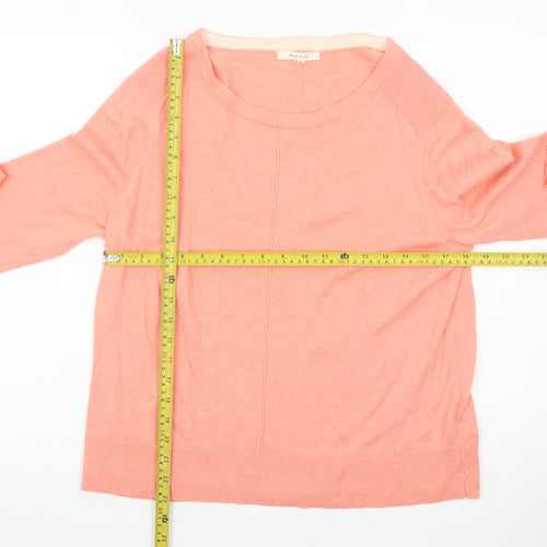 White Stuff Women's Pink Cotton Crew Neck Jumper Size 14