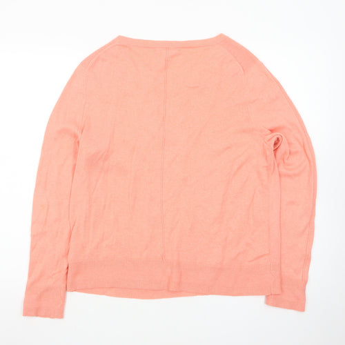 White Stuff Women's Pink Cotton Crew Neck Jumper Size 14