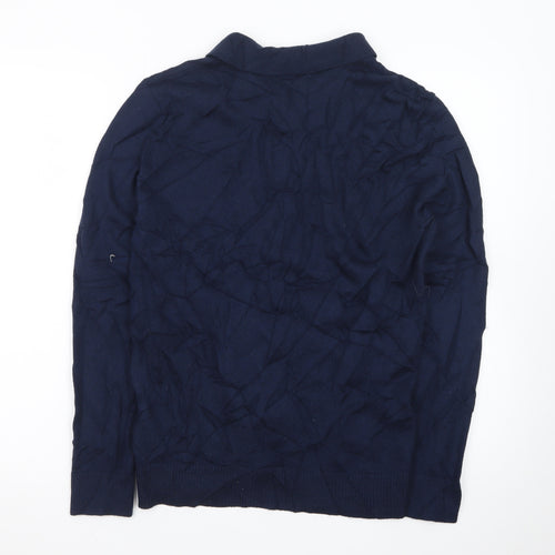 Original Penguin Men's Navy Blue Collared Cotton Pullover Jumper M
