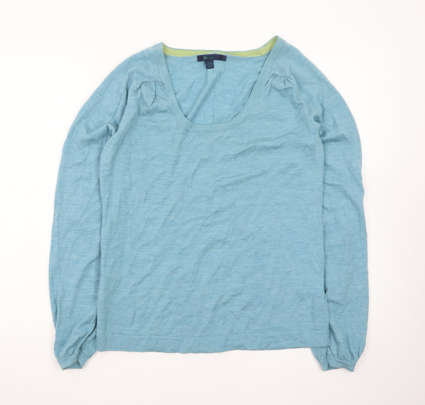 Boden Women Blue Linen Scoop Neck Long Sleeve Pullover Jumper Size 14