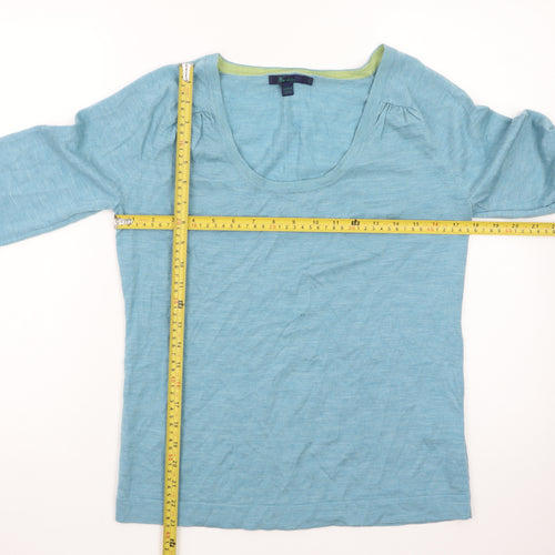 Boden Women Blue Linen Scoop Neck Long Sleeve Pullover Jumper Size 14