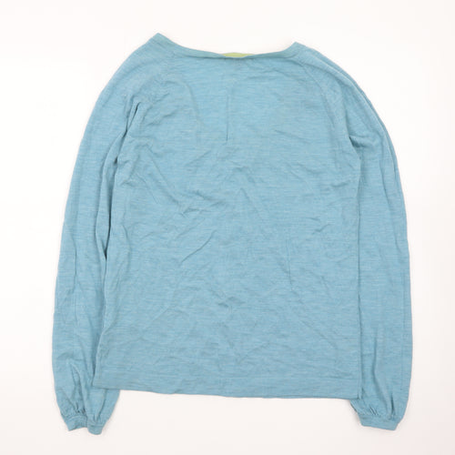 Boden Women Blue Linen Scoop Neck Long Sleeve Pullover Jumper Size 14
