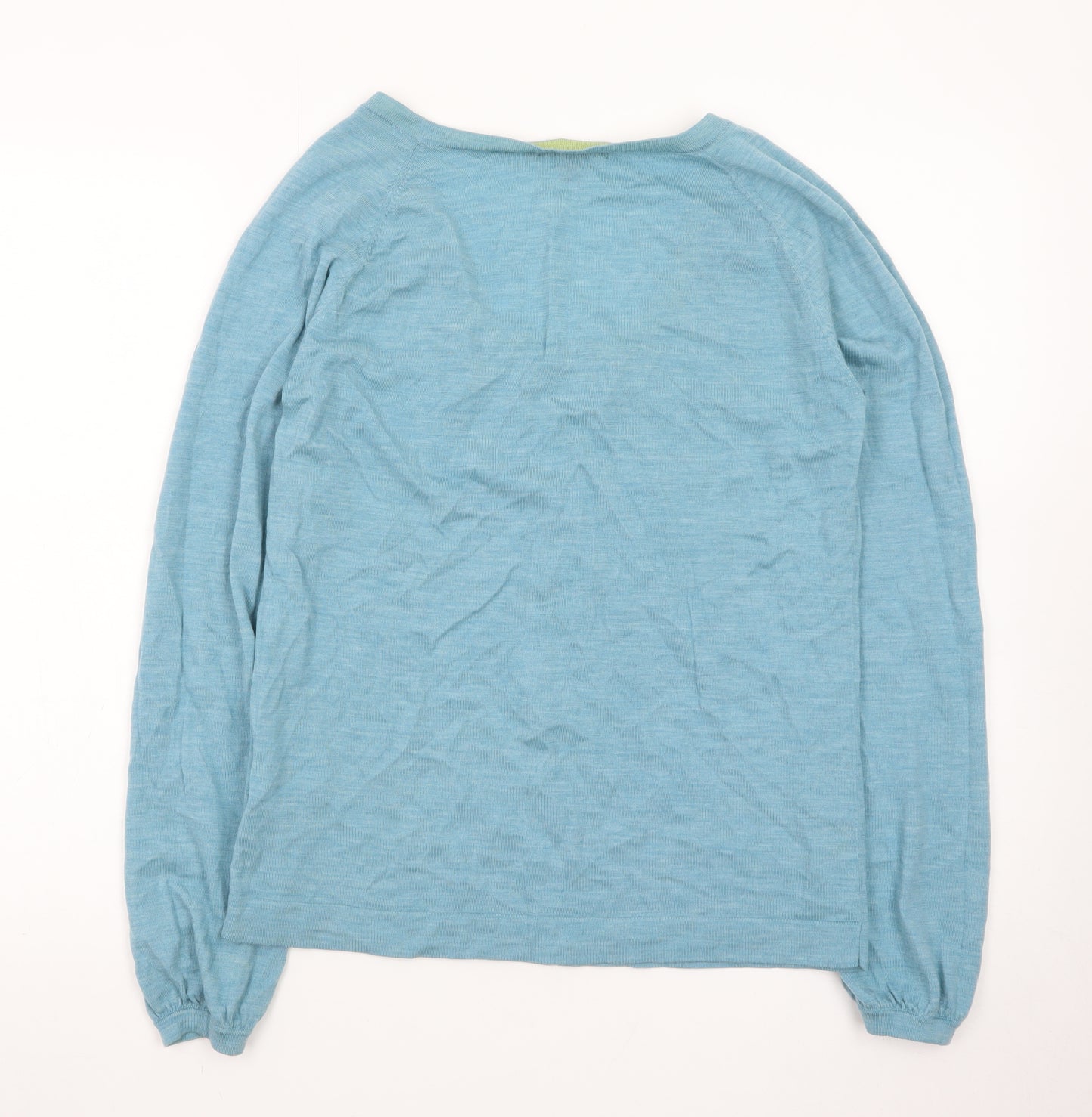 Boden Women Blue Linen Scoop Neck Long Sleeve Pullover Jumper Size 14