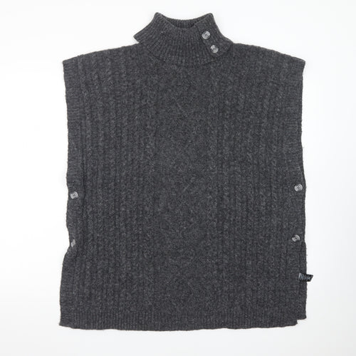 Tu Women Charcoal Large Cable-Knit Sleeveless Roll Neck Jumper