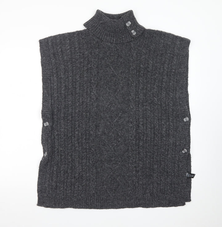 Tu Women Charcoal Large Cable-Knit Sleeveless Roll Neck Jumper