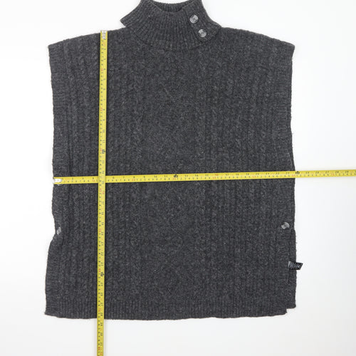 Tu Women Charcoal Large Cable-Knit Sleeveless Roll Neck Jumper