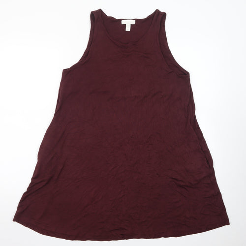 H&M Womens Burgundy Tank Dress M Sleeveless Jersey Casual
