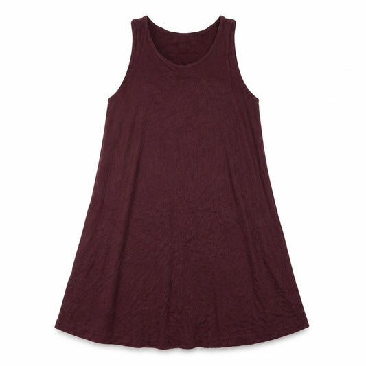 Front view of H&M women’s burgundy tank dress m sleeveless jersey casual