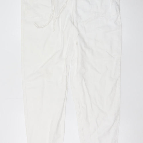 Marks and Spencer Women’s White Linen Blend Jogger Trousers Size 16