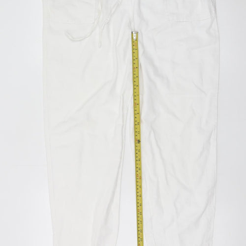 Marks and Spencer Women’s White Linen Blend Jogger Trousers Size 16