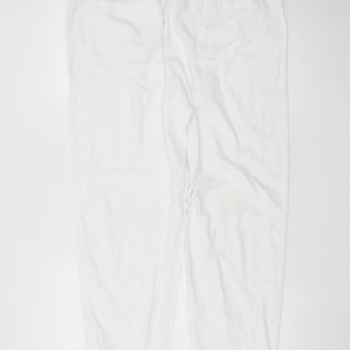 Marks and Spencer Women’s White Linen Blend Jogger Trousers Size 16