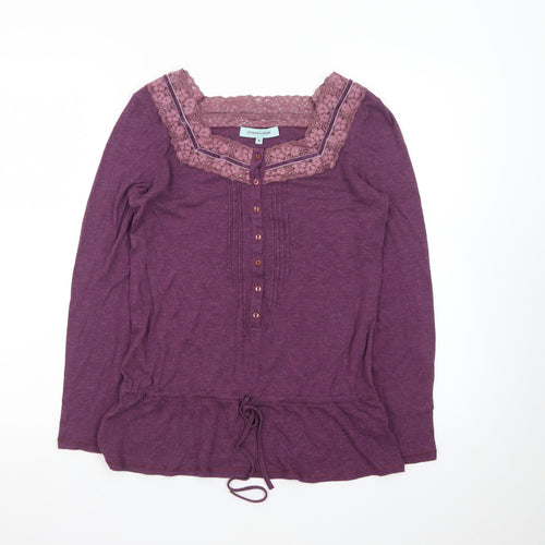 Dickins & Jones Womens Purple Long Sleeve Lace Trim Tunic Top M