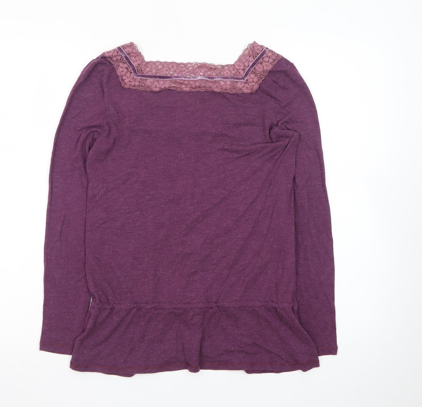 Dickins & Jones Womens Purple Long Sleeve Lace Trim Tunic Top M