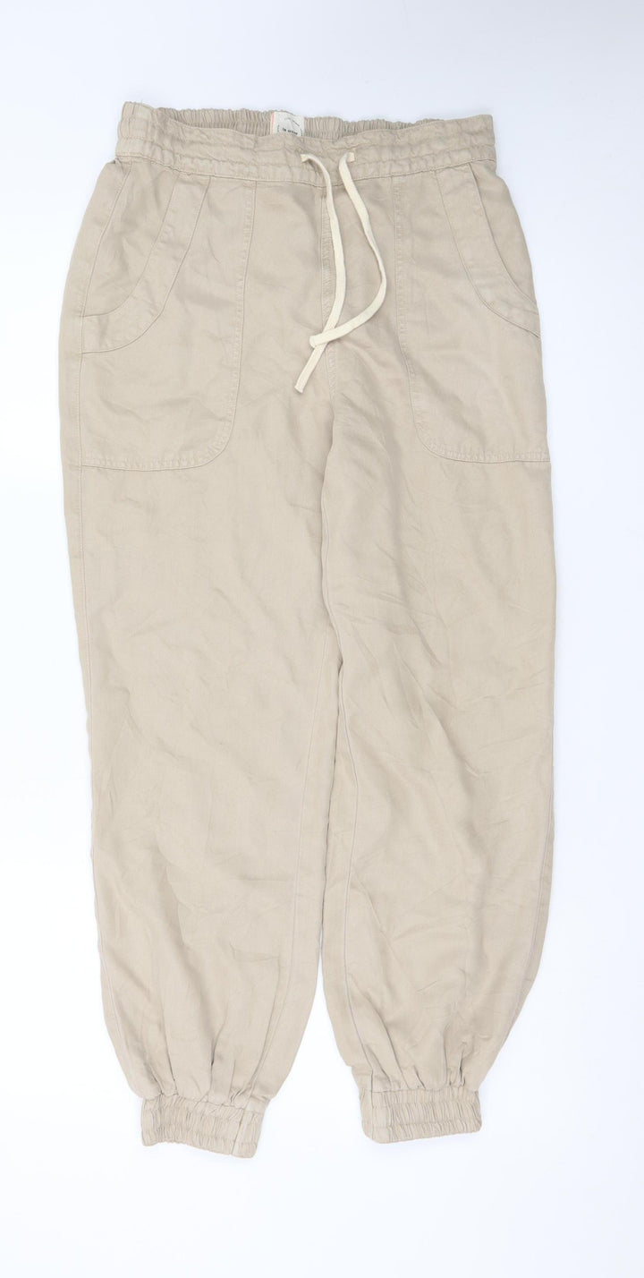 River Island Women’s Beige Linen Blend Jogger Trousers Size 10