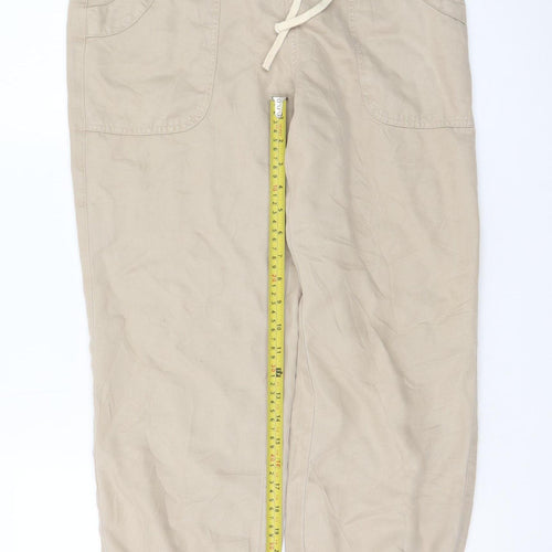 River Island Women’s Beige Linen Blend Jogger Trousers Size 10