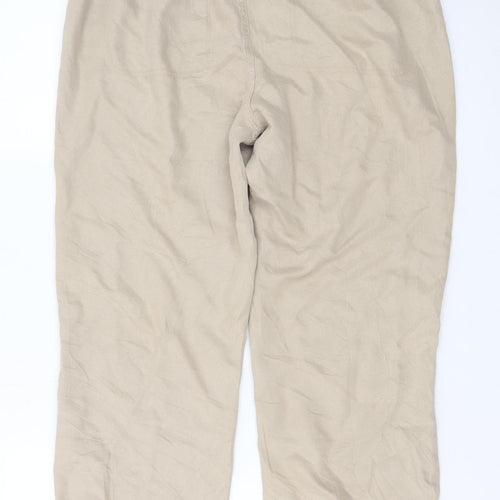 River Island Women’s Beige Linen Blend Jogger Trousers Size 10
