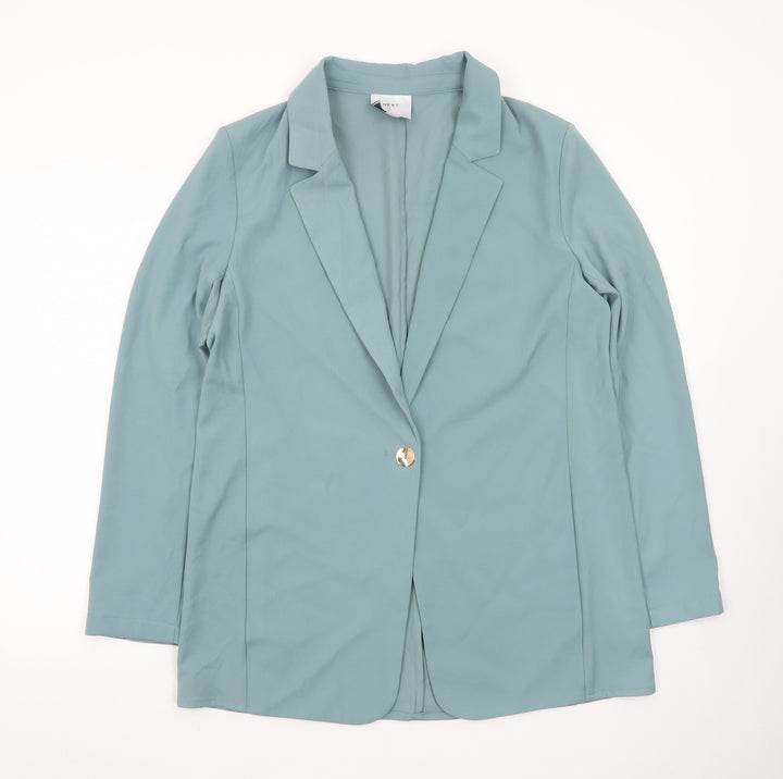 Next Women Blue Single Breasted Blazer Jacket Size 14 Polyester Blend