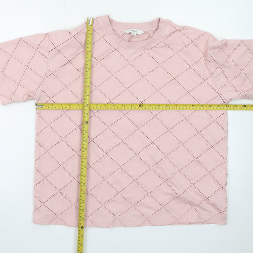 Marks and Spencer Women Pink Size 16 Embroidered Cotton T-Shirt