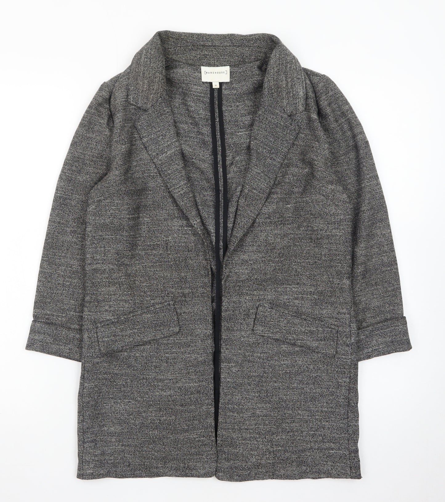 Warehouse Women Grey Longline Knit Cardigan Size 10
